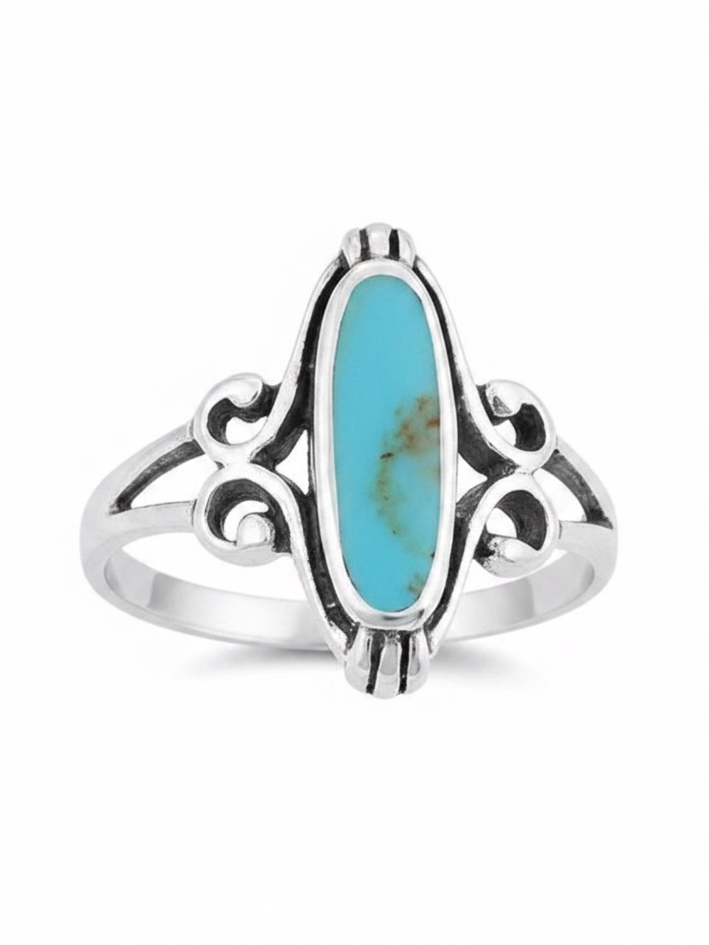 Womens Sterling Silver .925 Turquoise Oval Ring